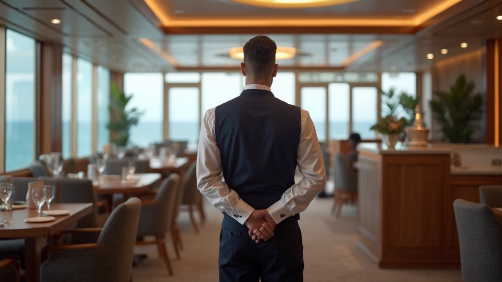 First-class lounge with panoramic ocean views and fine furnishings