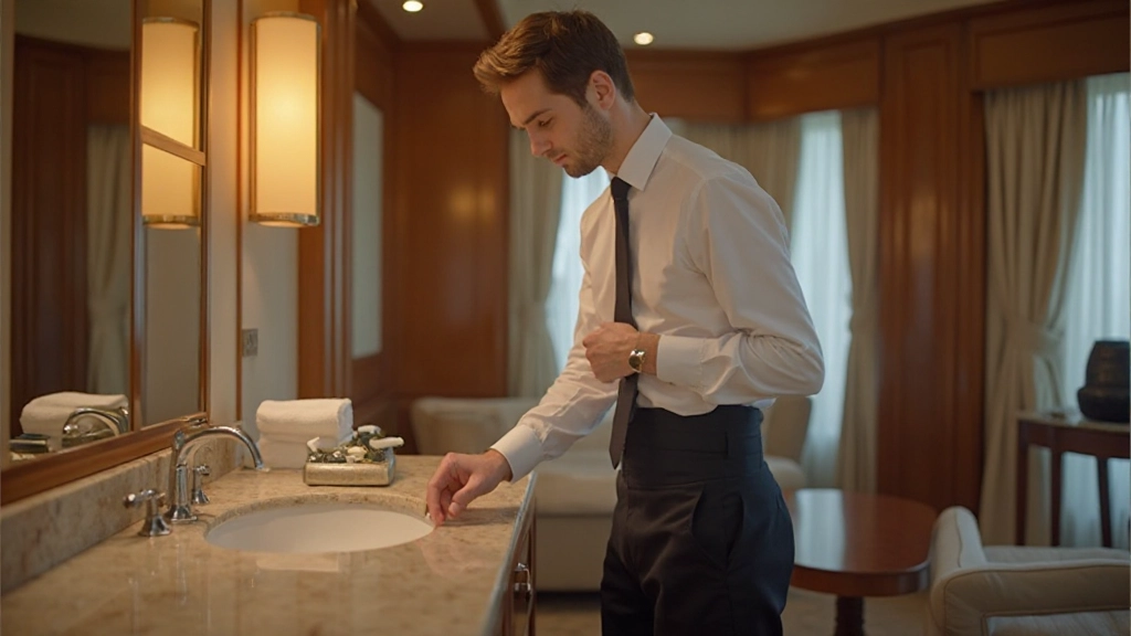 Stateroom butler service preparing room with premium amenities