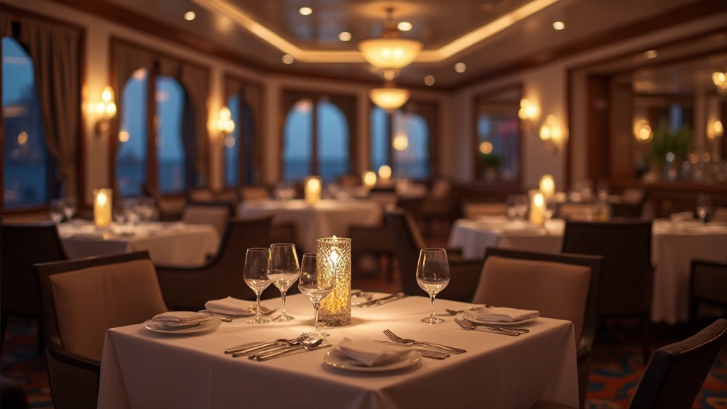 Fine dining restaurant with elegant table settings and professional service