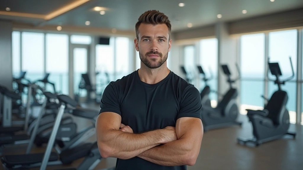 Modern fitness facility with equipment overlooking ocean, bright natural lighting and premium finishes