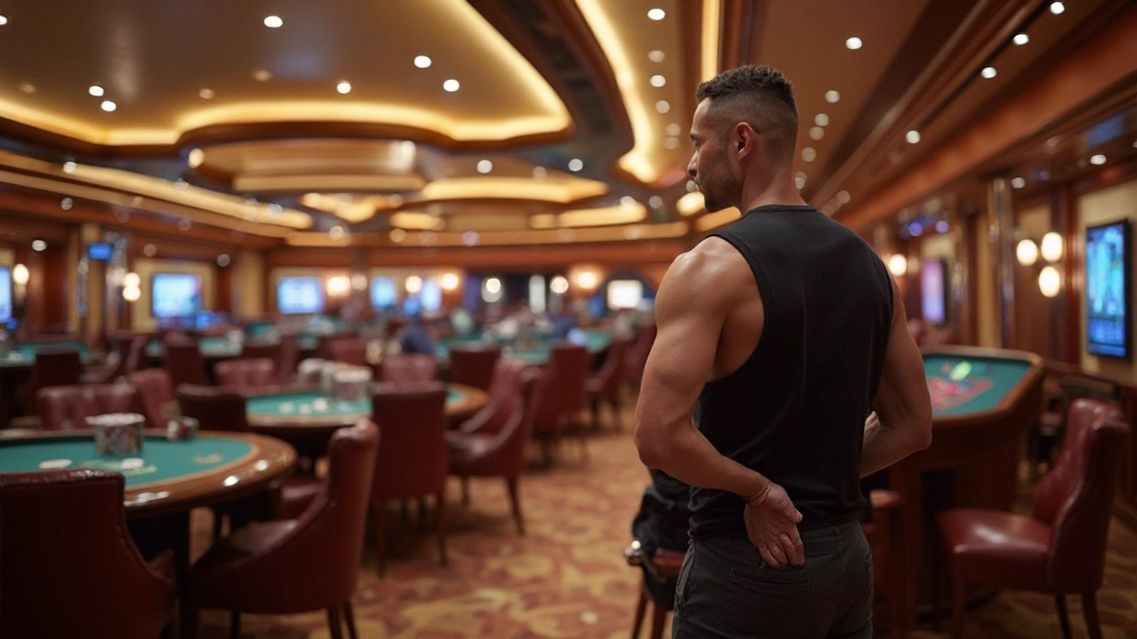 Modern casino gaming floor with gaming tables and elegant lighting