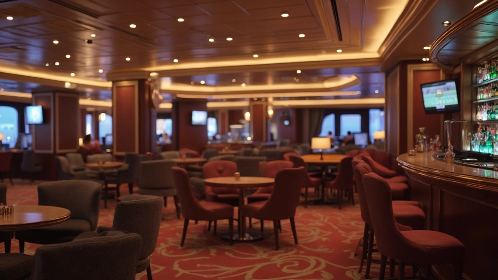Luxury casino lounge with comfortable seating and premium bar service