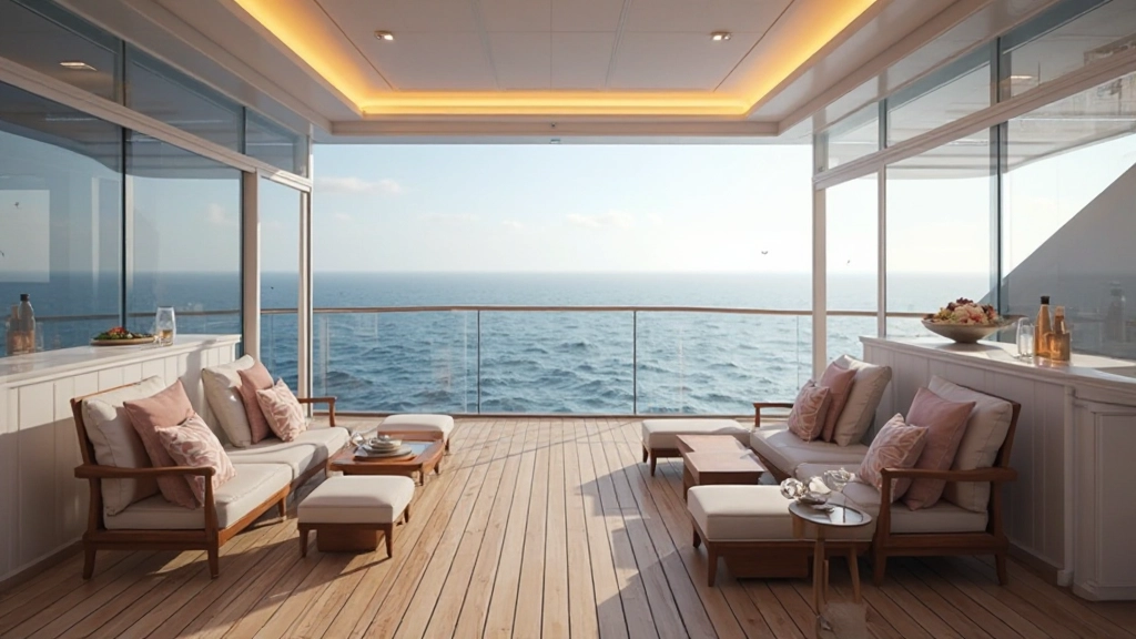 Private first-class deck area with exclusive seating and ocean views