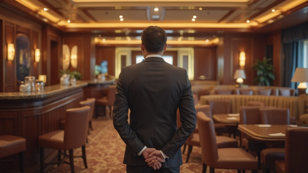 Upscale VIP lounge with sophisticated furnishings and ambient lighting