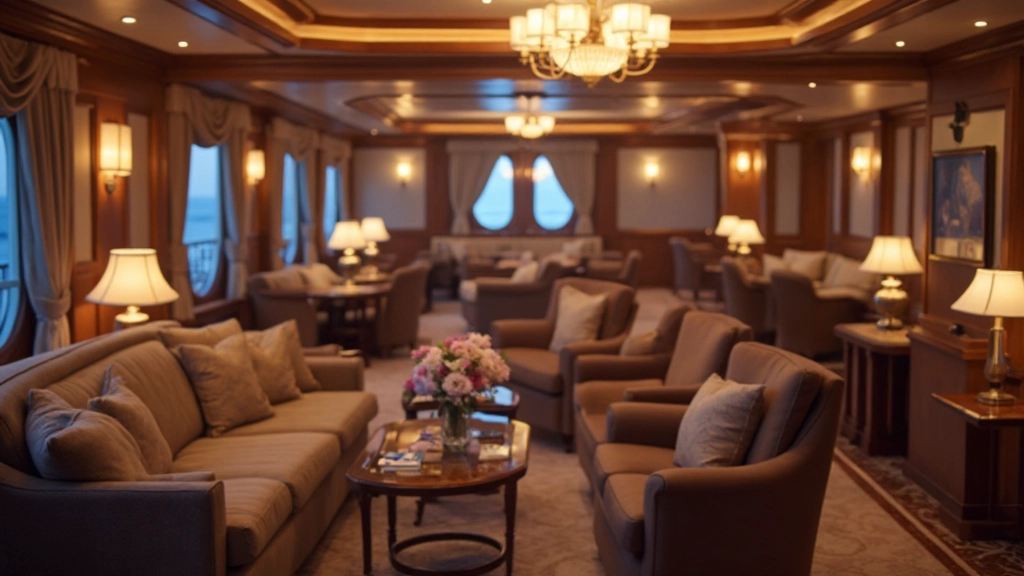Elegant lounge area with comfortable seating and ambient lighting for exclusive guest gatherings